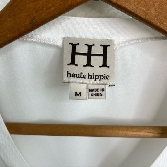 Haute Hippie Mixed Media White Shirttail Hem Tank Top/Cami - Picture 6 of 7